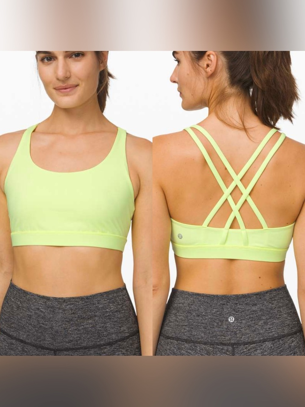 Lululemon Energy Bra Strappy Sports Bra Women’s Light Neon Yellow - Size 8
